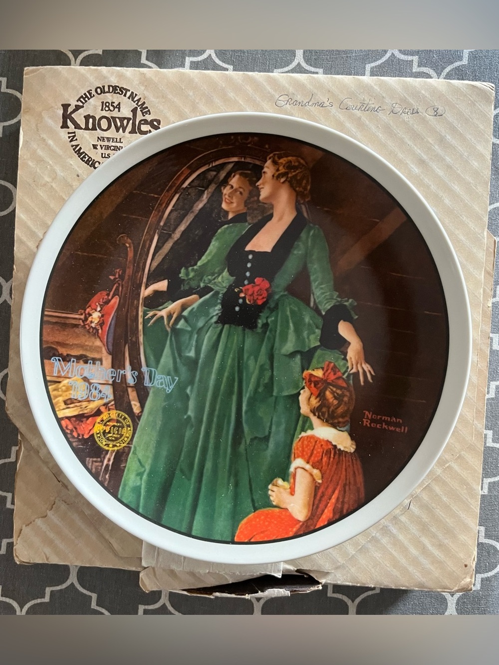 1984 Norman Rockwell Collectors Plate “Grandma's Courting Dress,” Edwin Knowles